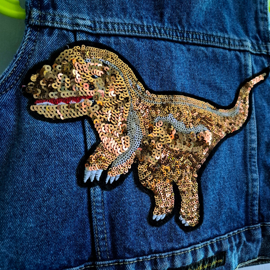 Age 6 - 7 Years Sequin Dinosaur Denim Festival Jacket