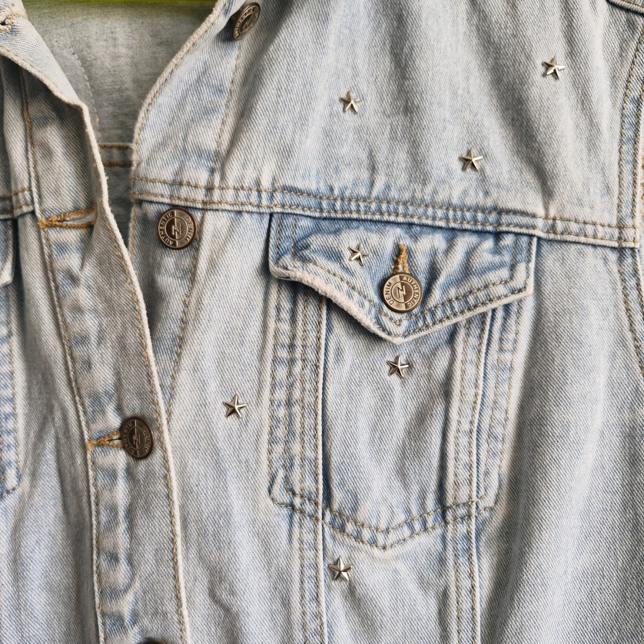 Phoenix Angel Wing Denim Waistcoat - New Look Size 12