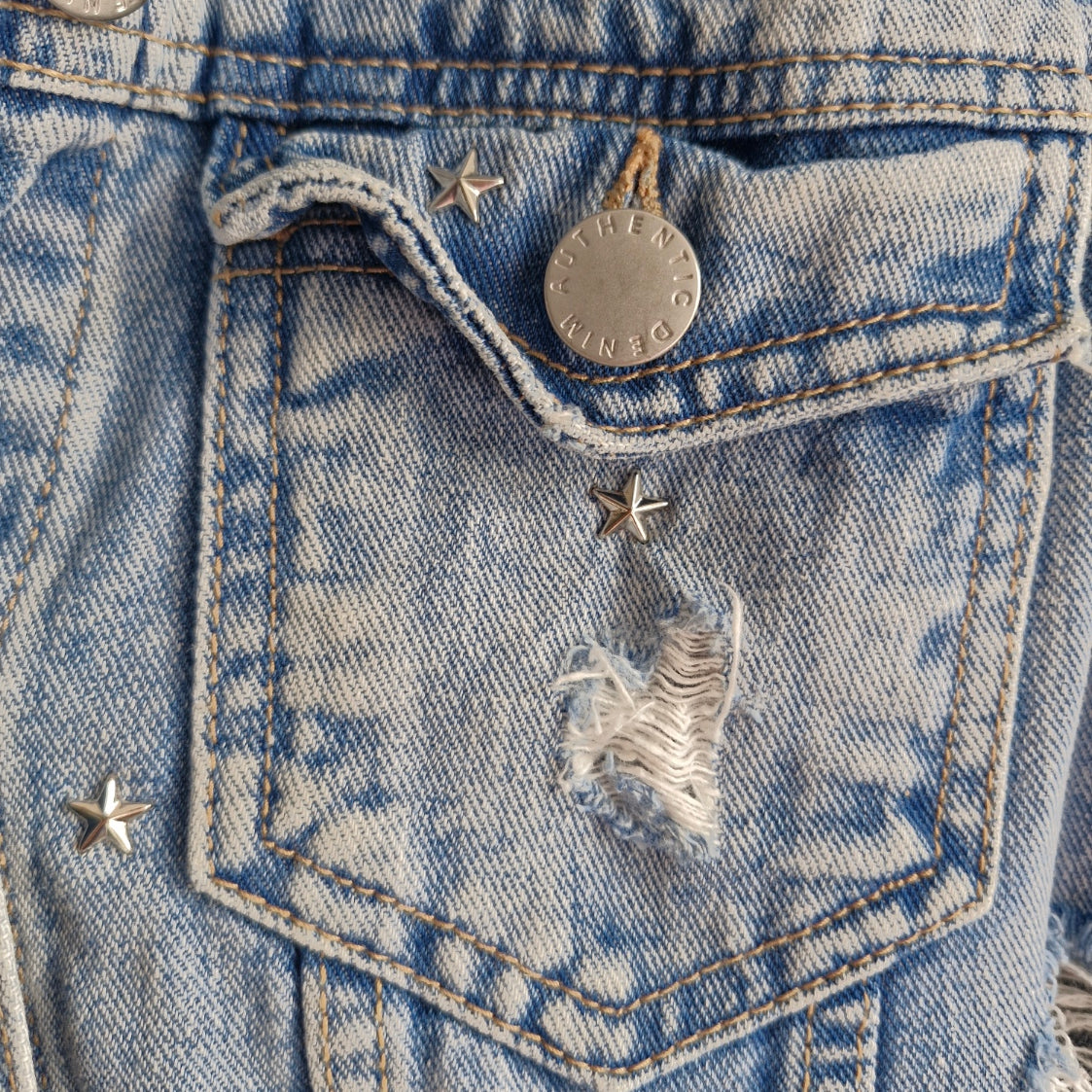 Silver Angel Wing Denim Waistcoat - New Look Size 10