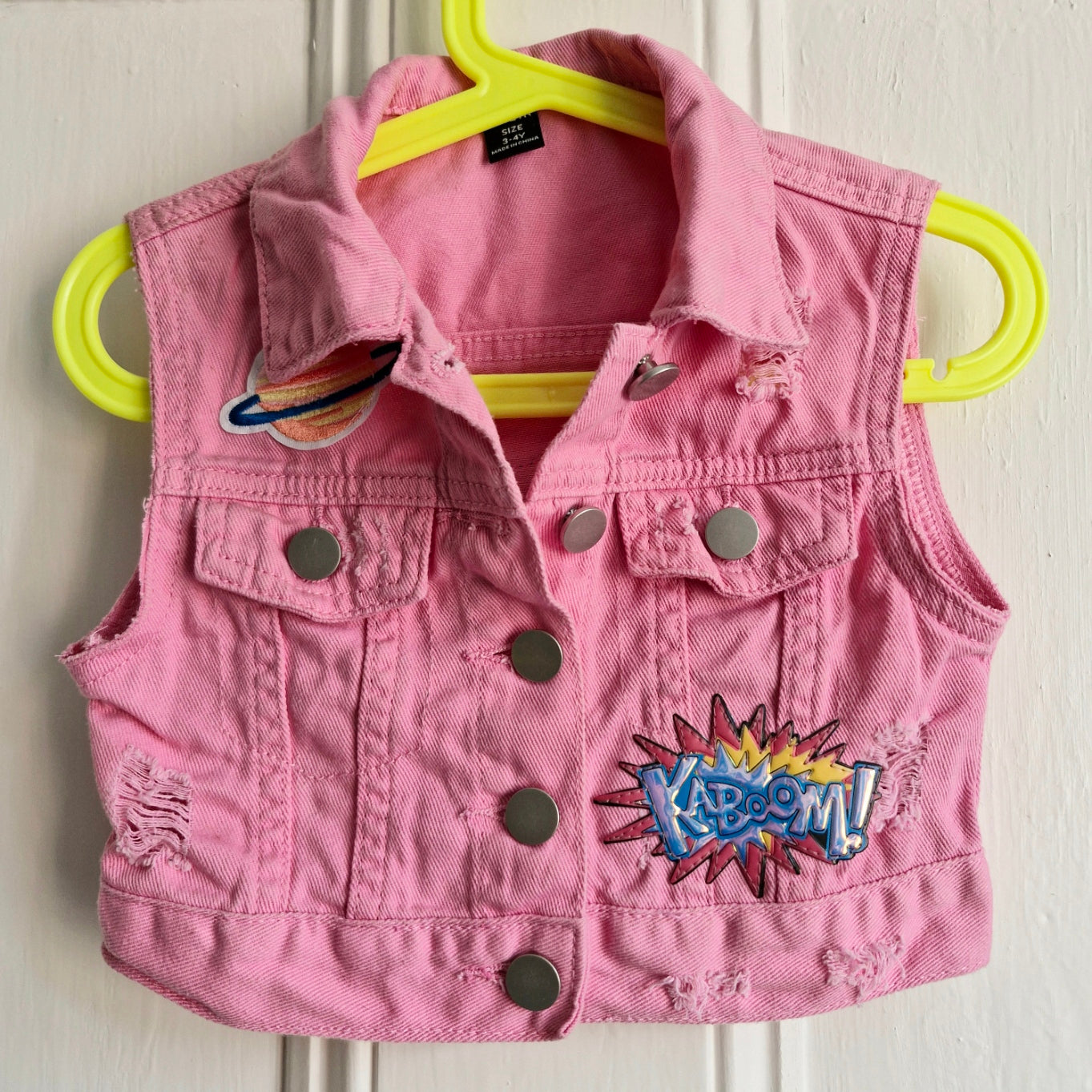 Kid's Denim Pink Sequin Dinosaur - Age 3-4 years