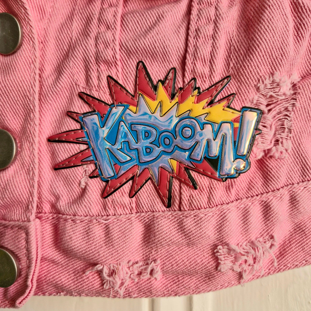 Kid's Denim Pink Sequin Dinosaur - Age 3-4 years