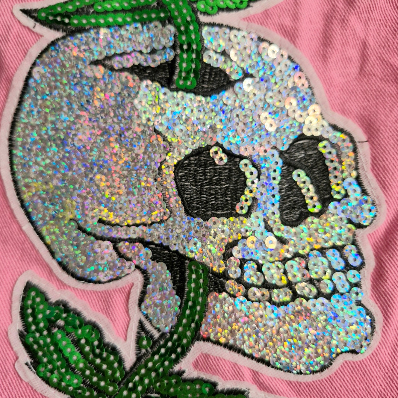 Kid's Sequin Skull Pink Denim - Age 7 years