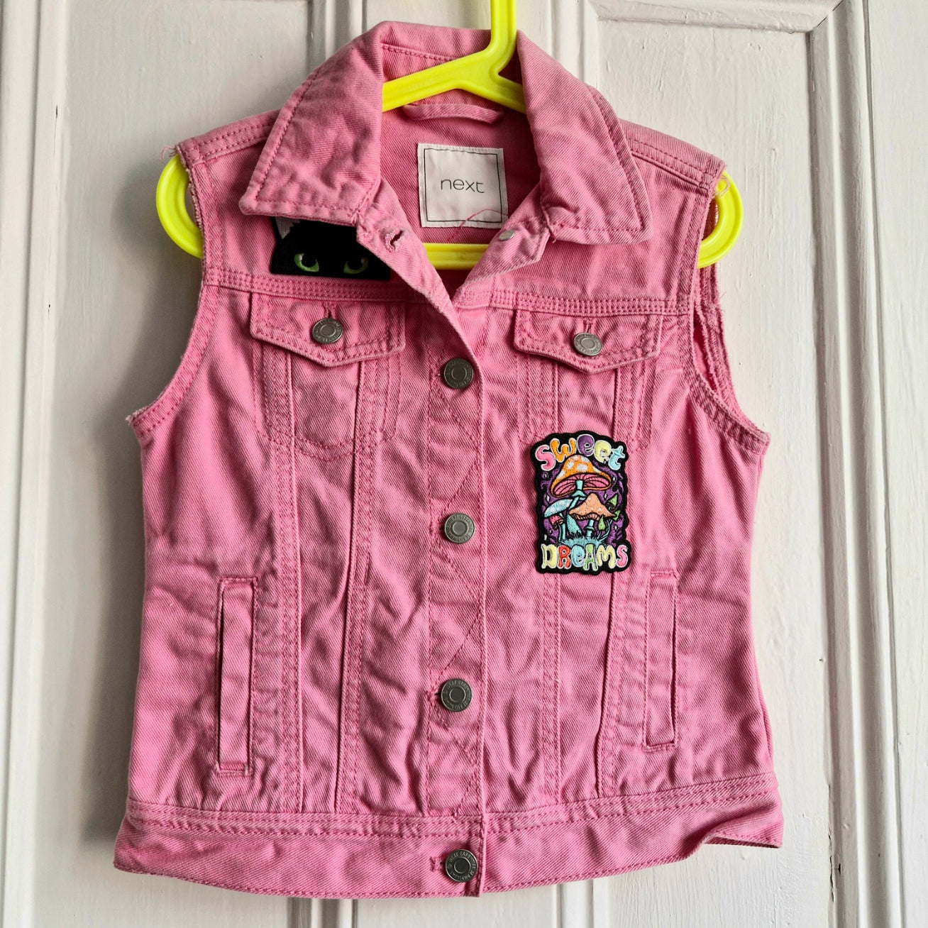 Kid's Sequin Skull Pink Denim - Age 7 years