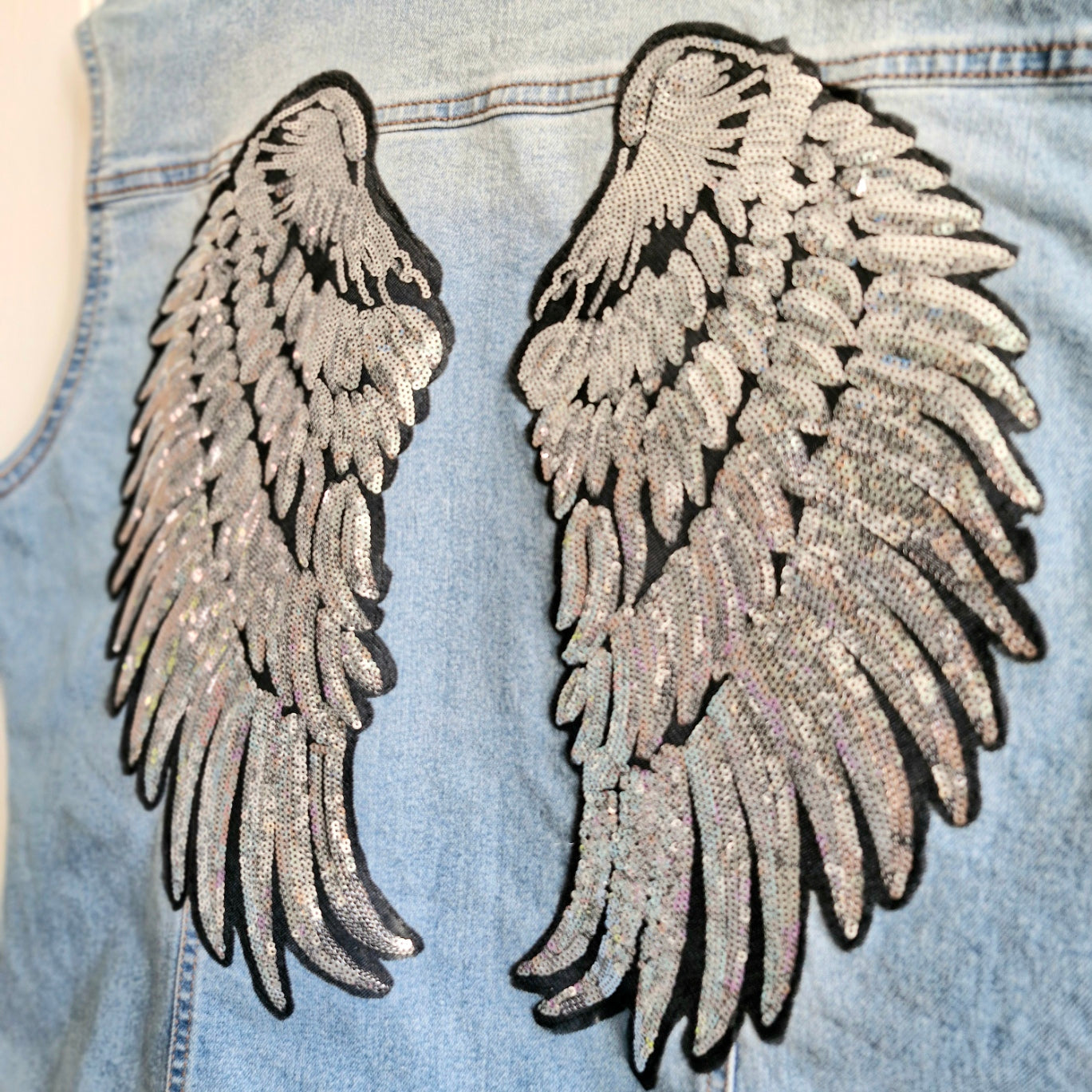 Silver Angel Wing Denim Waiscoat - Papaya Size 20