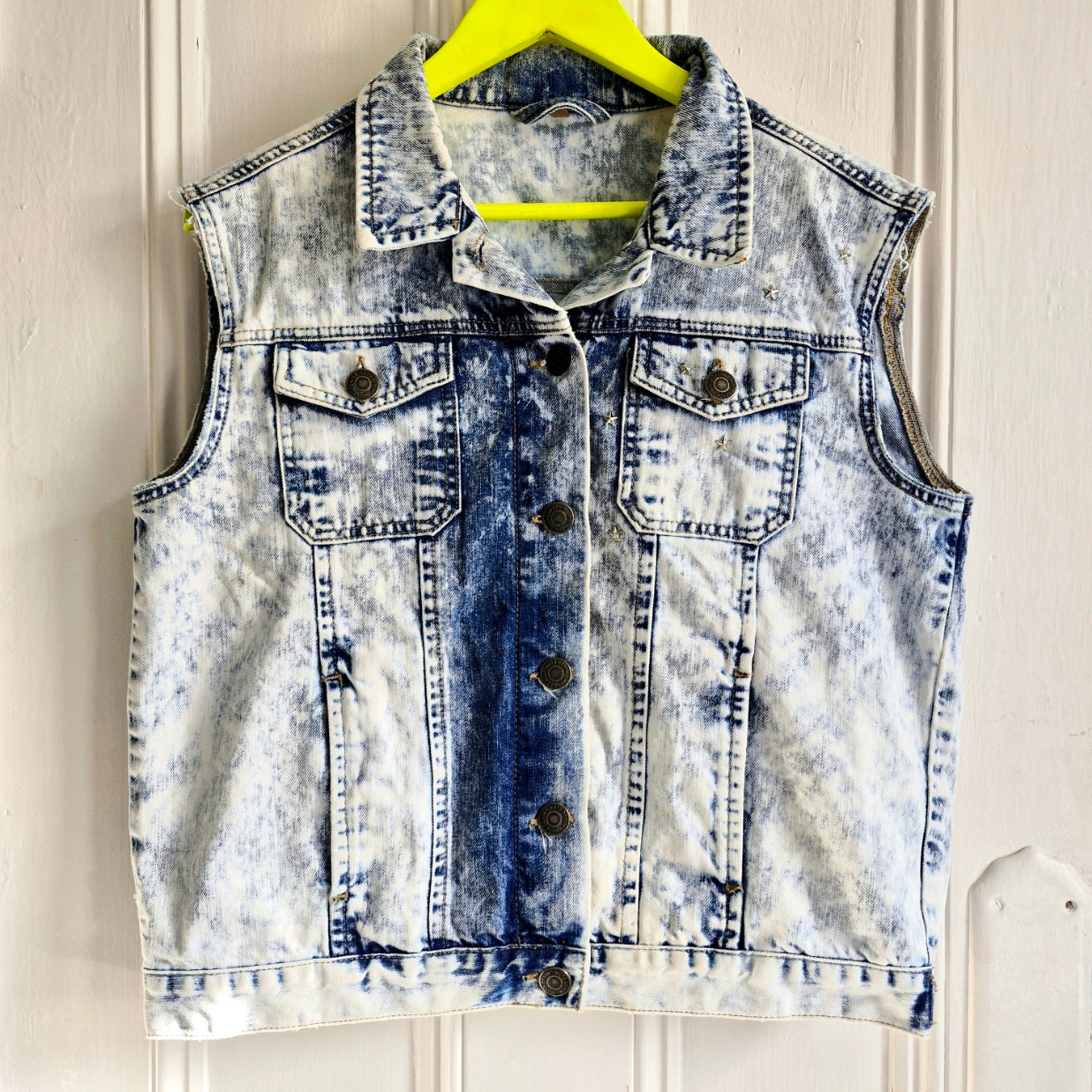 Silver Angel Wing Denim waistcoat - Top Shop Size 12