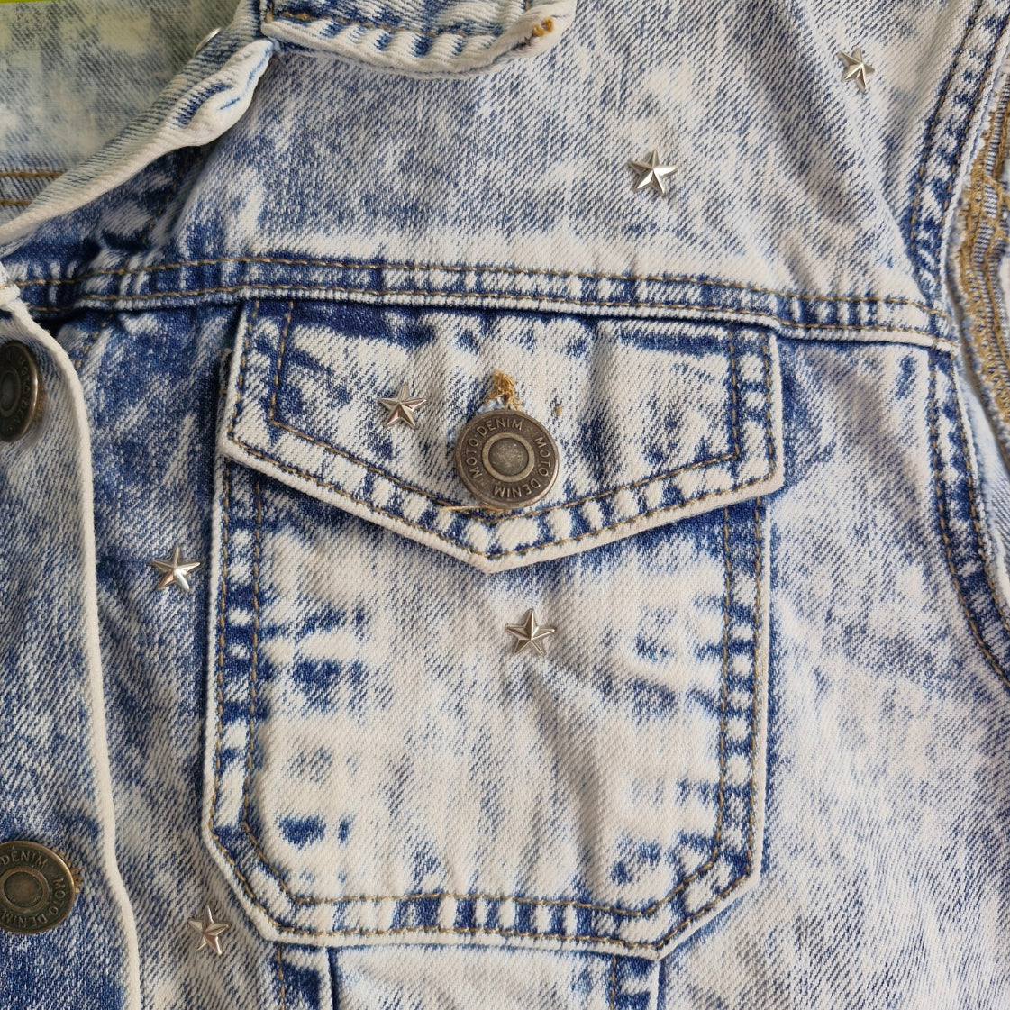 Silver Angel Wing Denim waistcoat - Top Shop Size 12