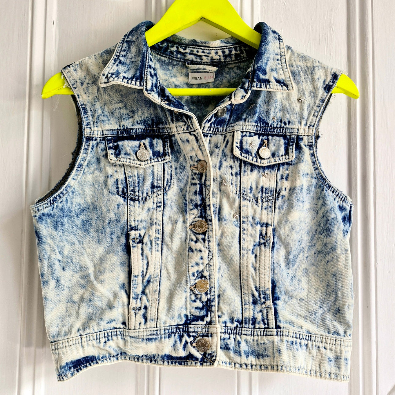 Silver Angel Wing Denim Waistcoat - Size 12