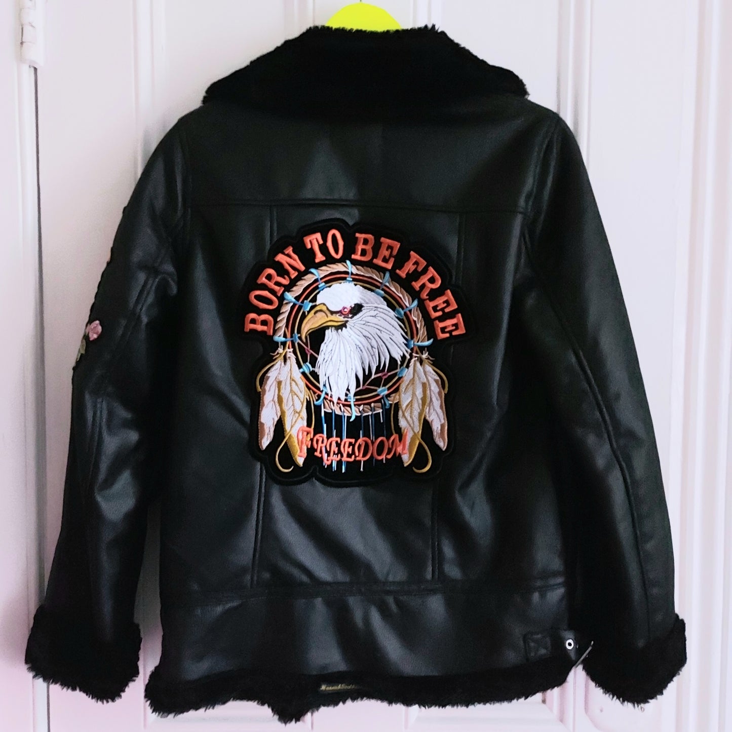 Fur Lined Biker Jacket - Size 10