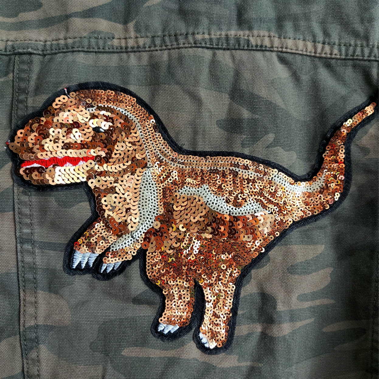 Kids Camo Sequin Dinosaur Jacket - Age 9 Years