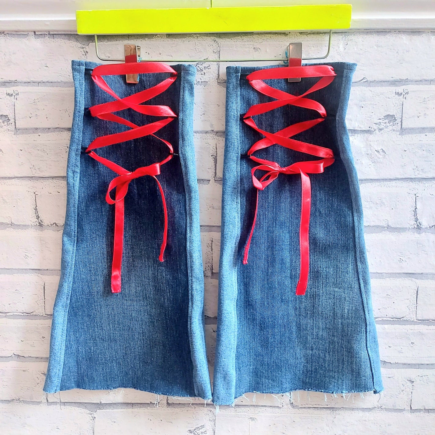 Upcycled Denim  Lace-up Legs