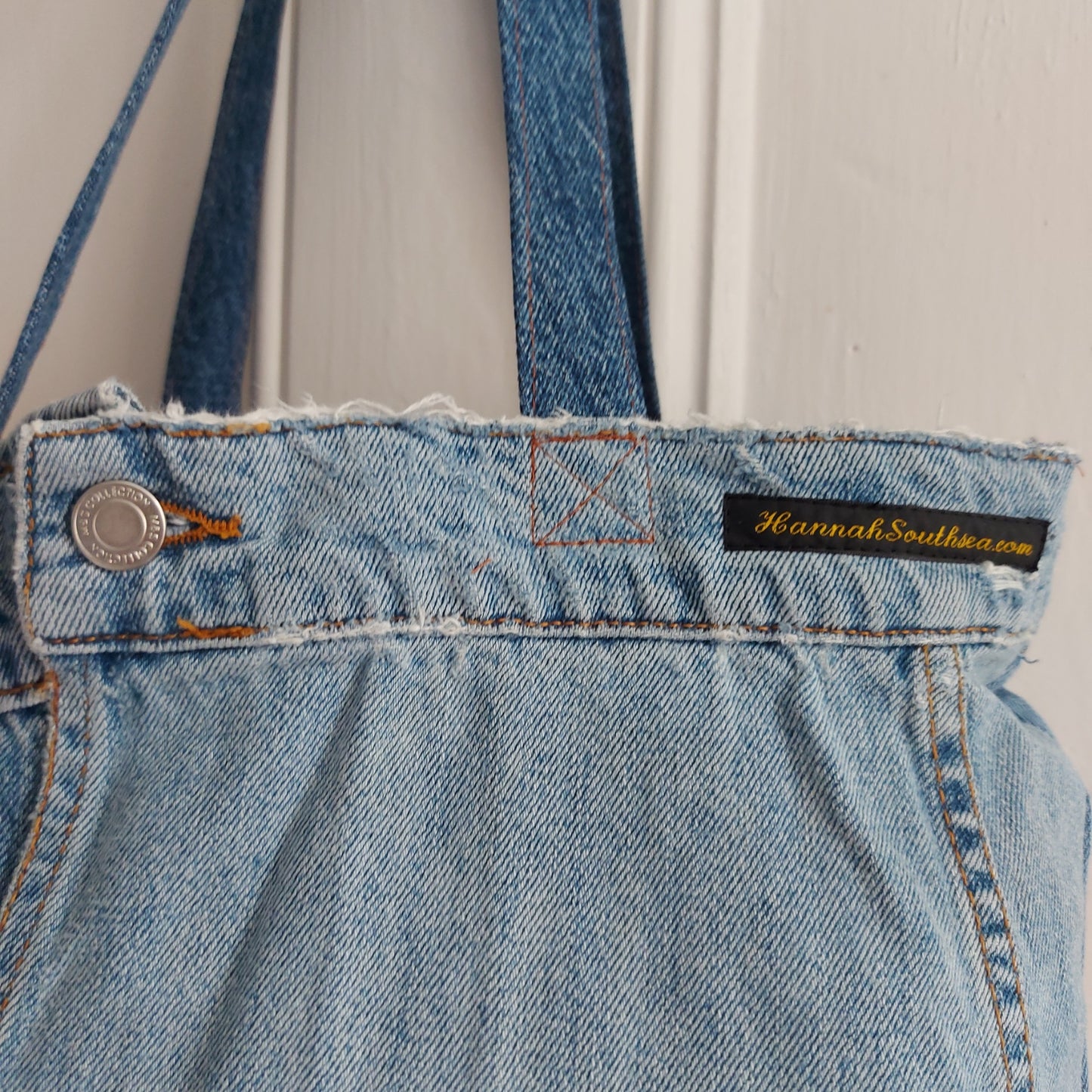 Sequin Skull Denim Tote Bag