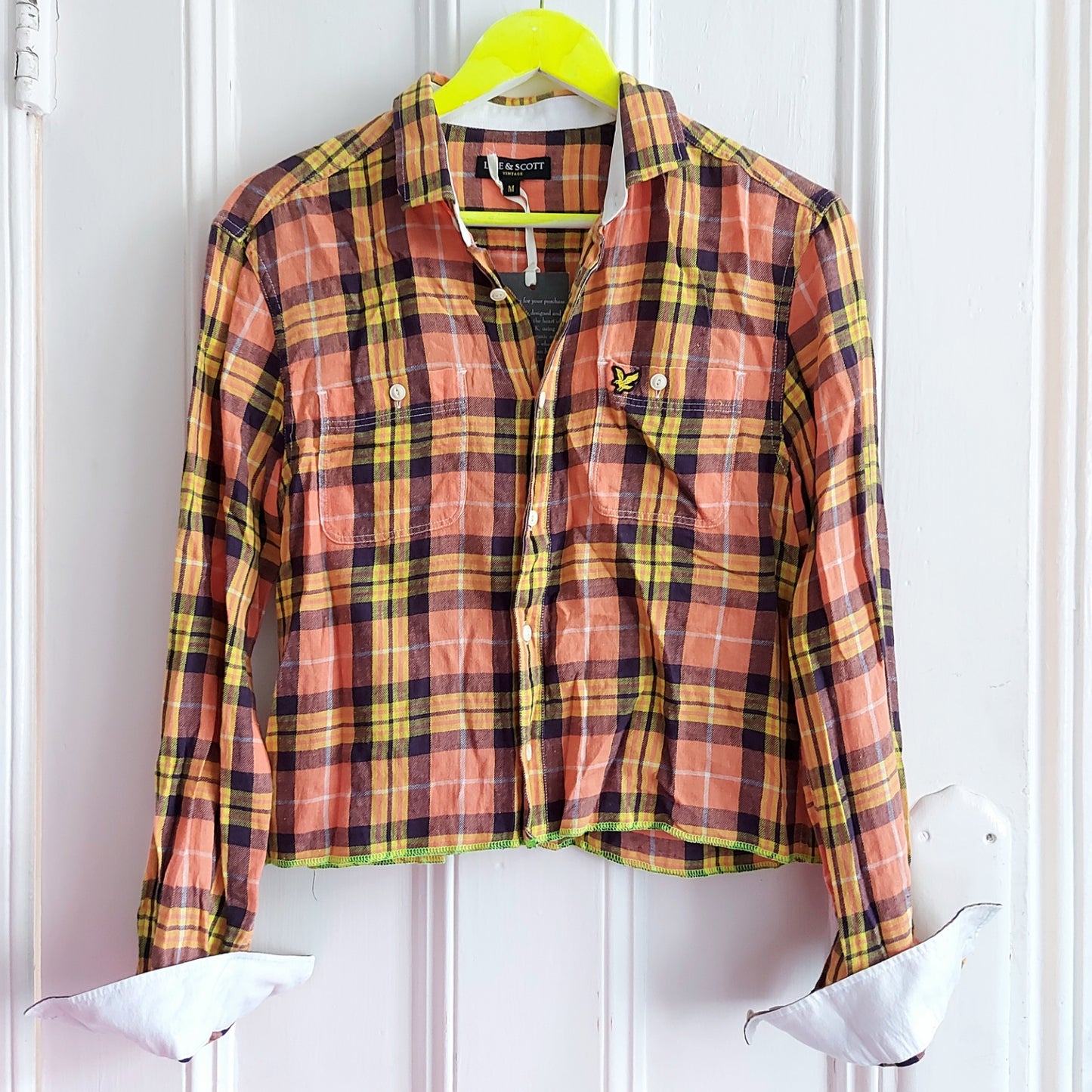 **SALE** Cropped Orange Plaid Shirt
