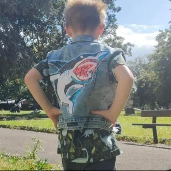 Large Sequin Shark Patch