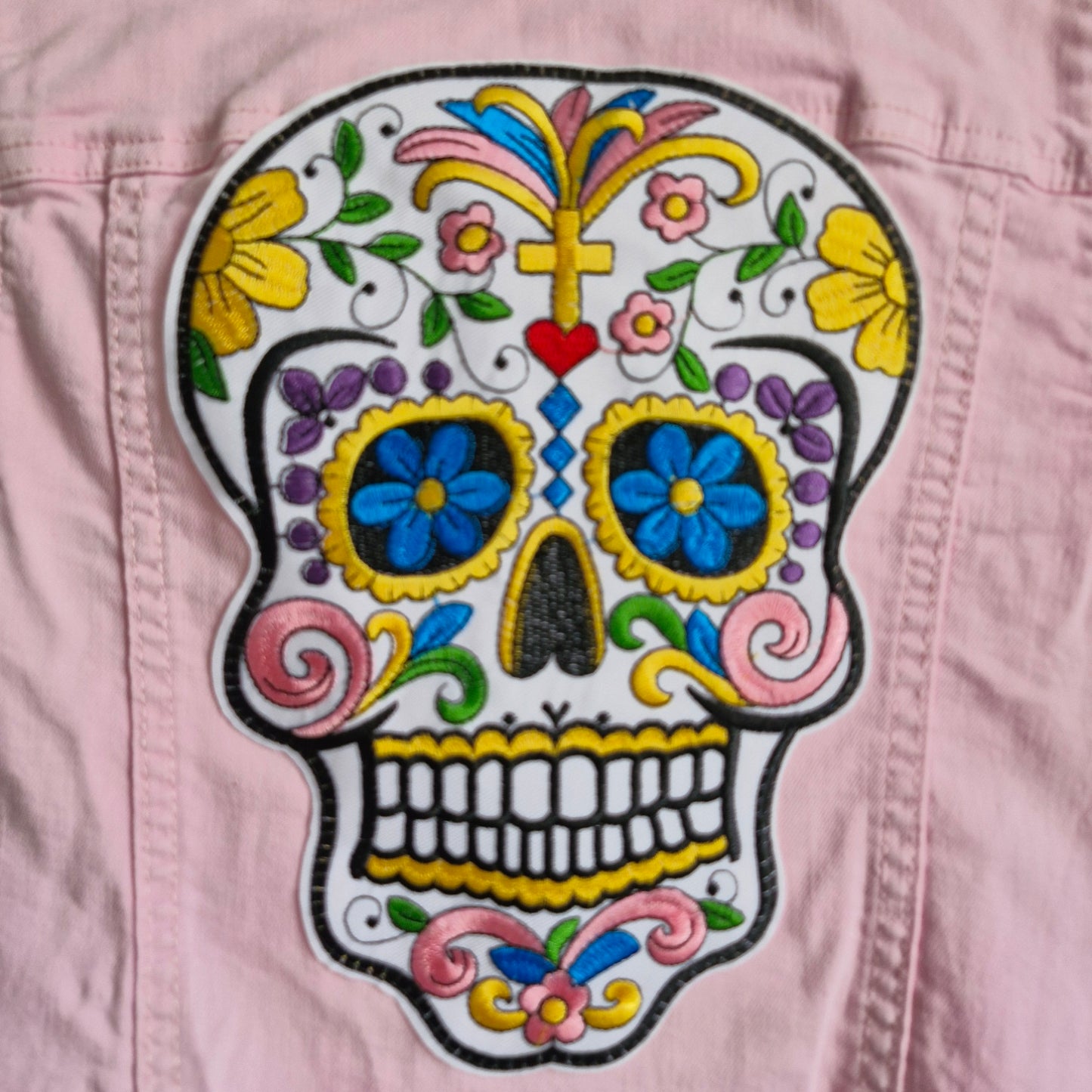 Kid's Sugar Skull Pink Denim - Age 10 years