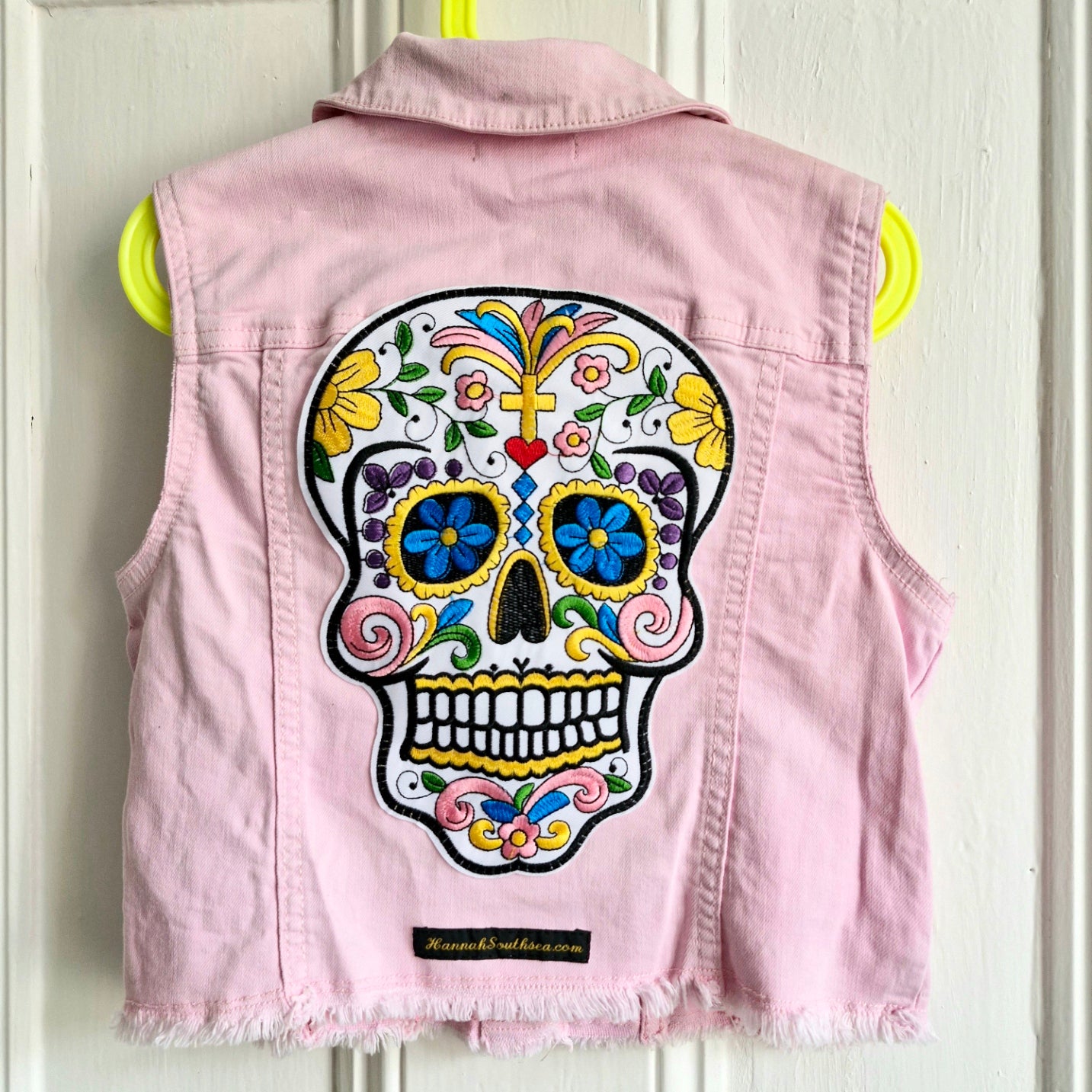 Kid's Sugar Skull Pink Denim - Age 10 years