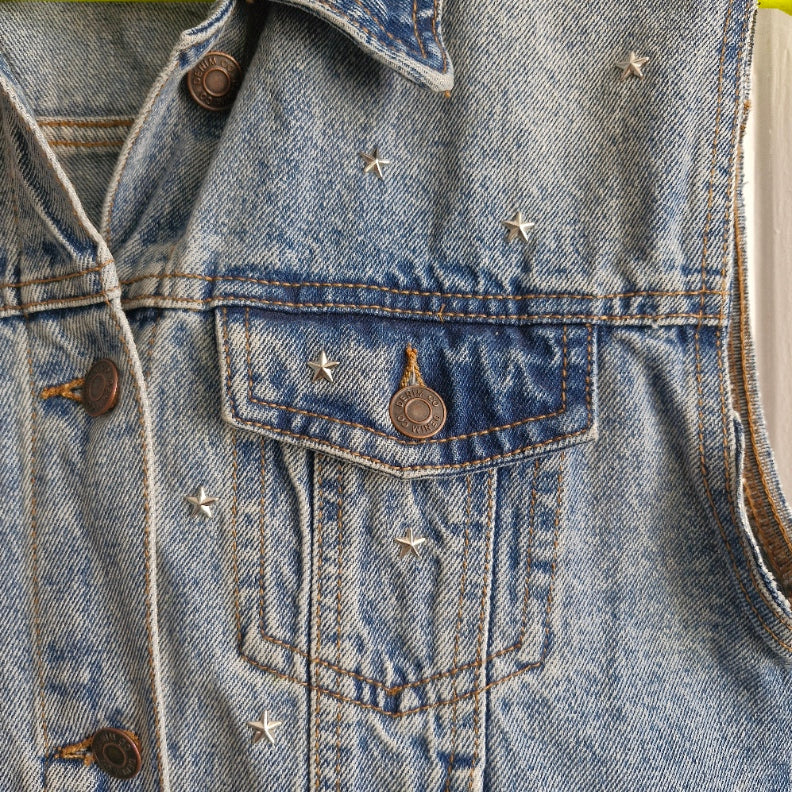 Phoenix Angel Wing Denim Waistcoat - Denim Co Size 12