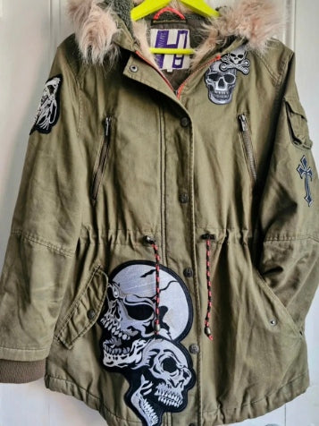 Double Skull Iron-on Patch - Large