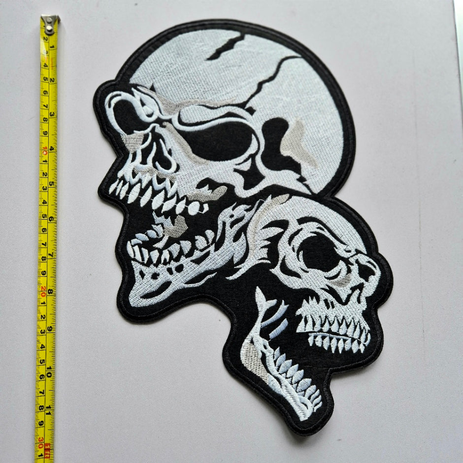Double Skull Iron-on Patch - Large