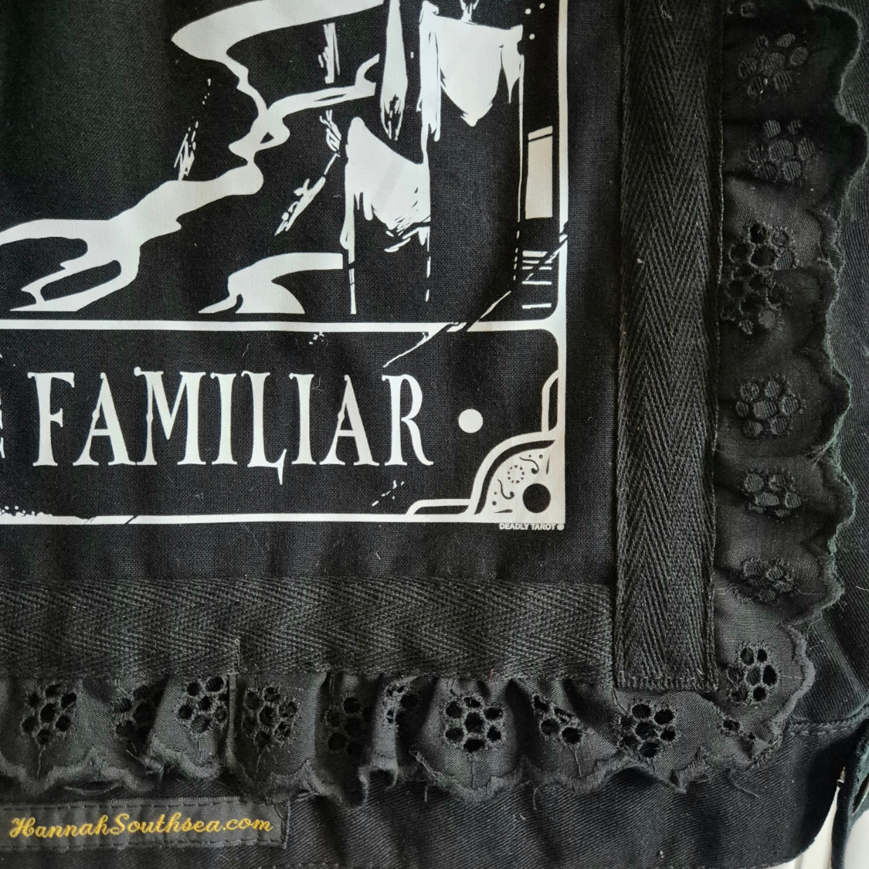 'The Familiar' Black Denim Battle Jacket - Size 20