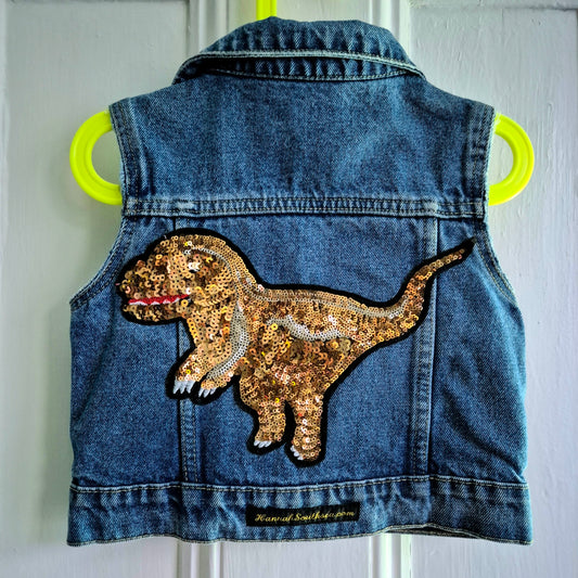 Age 6 - 7 Years Sequin Dinosaur Denim Festival Jacket