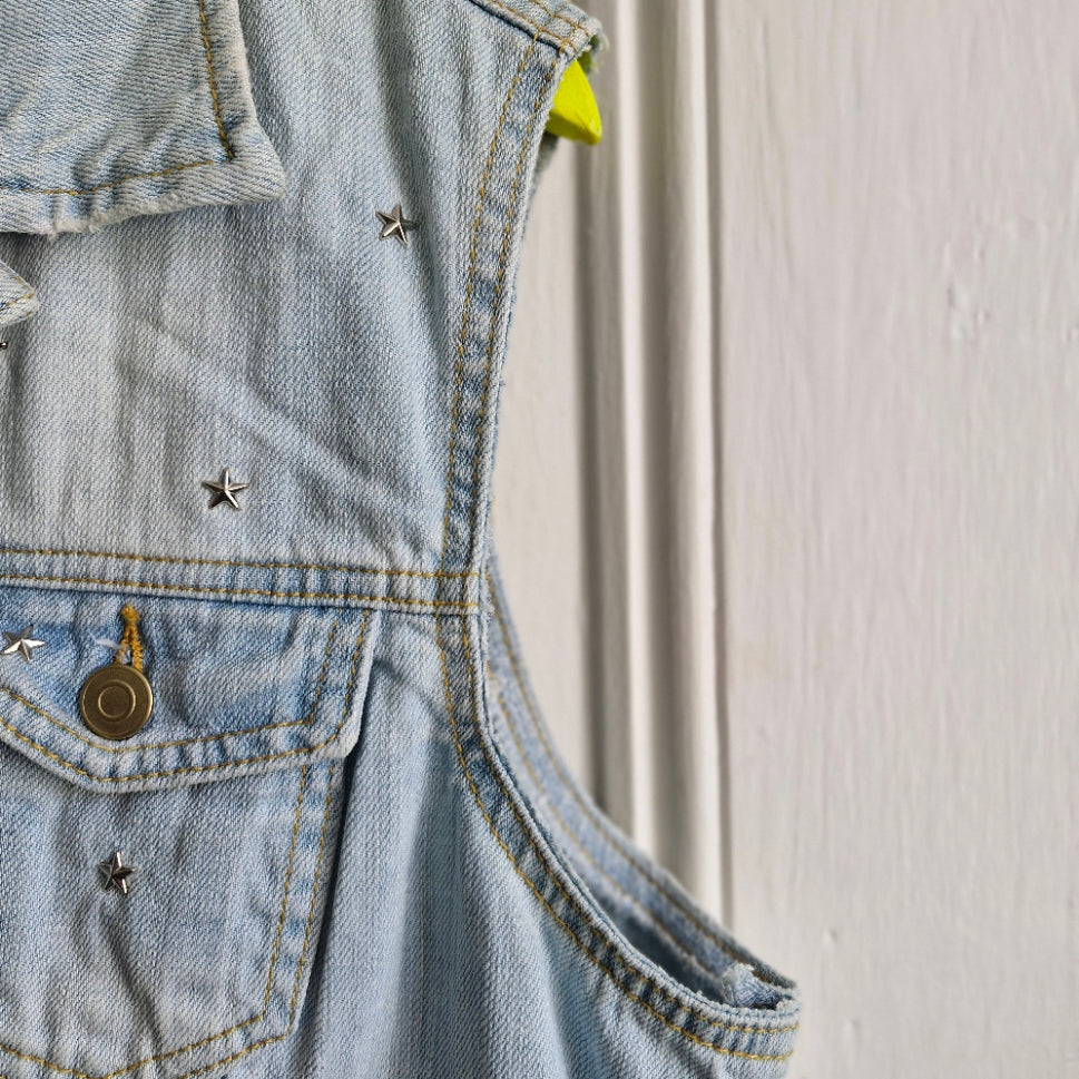 Gold Angel Wing Denim Waistcoat - Denim Co Size 18