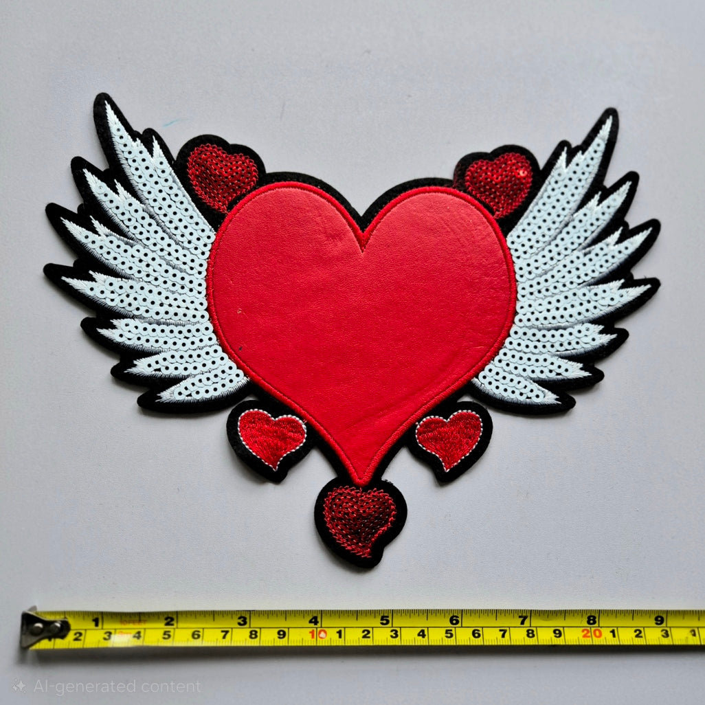 Red Heart Faux Leather Back Patch - Large - SEW ON