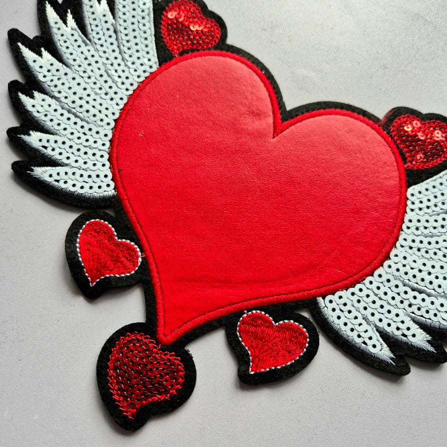 Red Heart Faux Leather Back Patch - Large - SEW ON