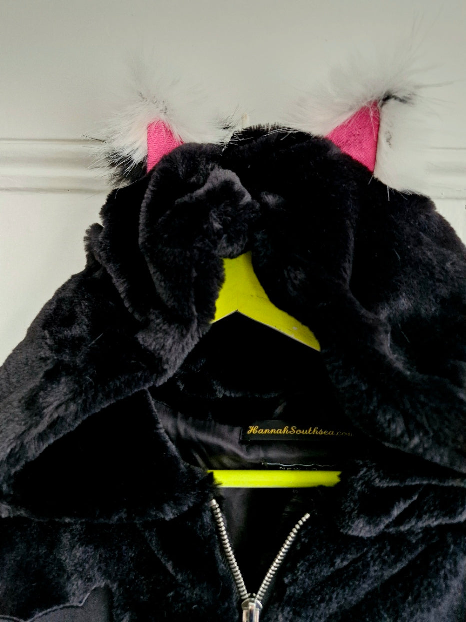 Black Kitty Coat - New Look Large