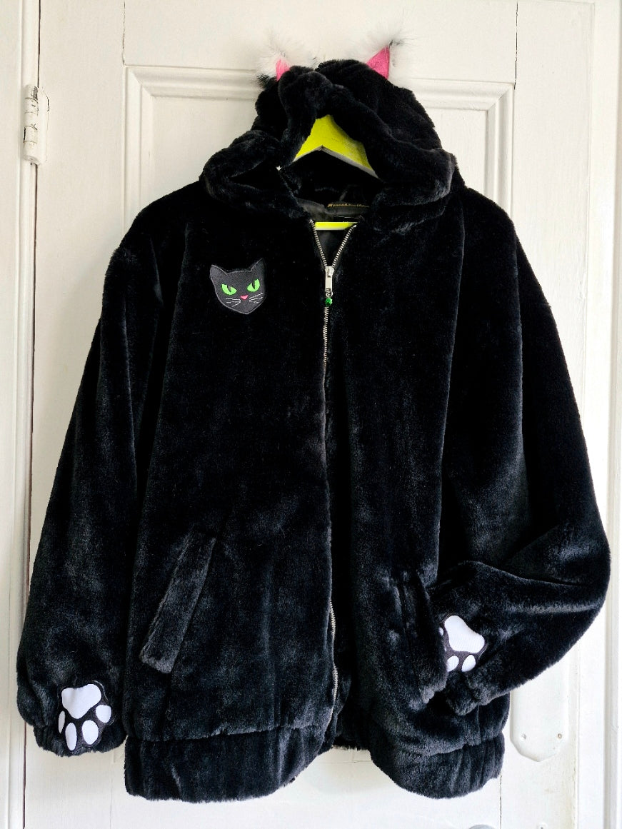 Black Kitty Coat - New Look Large