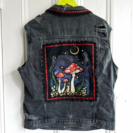 Distressed Magic Mushroom  Battle Jacket - New Look Size 14