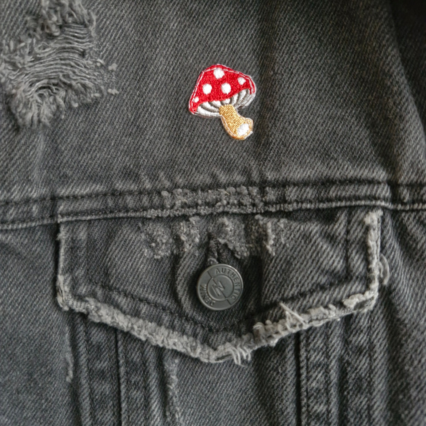 Distressed Magic Mushroom  Battle Jacket - New Look Size 14