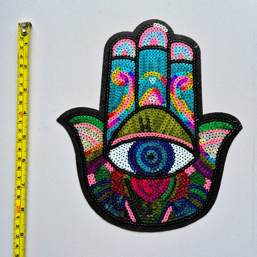 Sequin Hamsa Hand Patch - Large