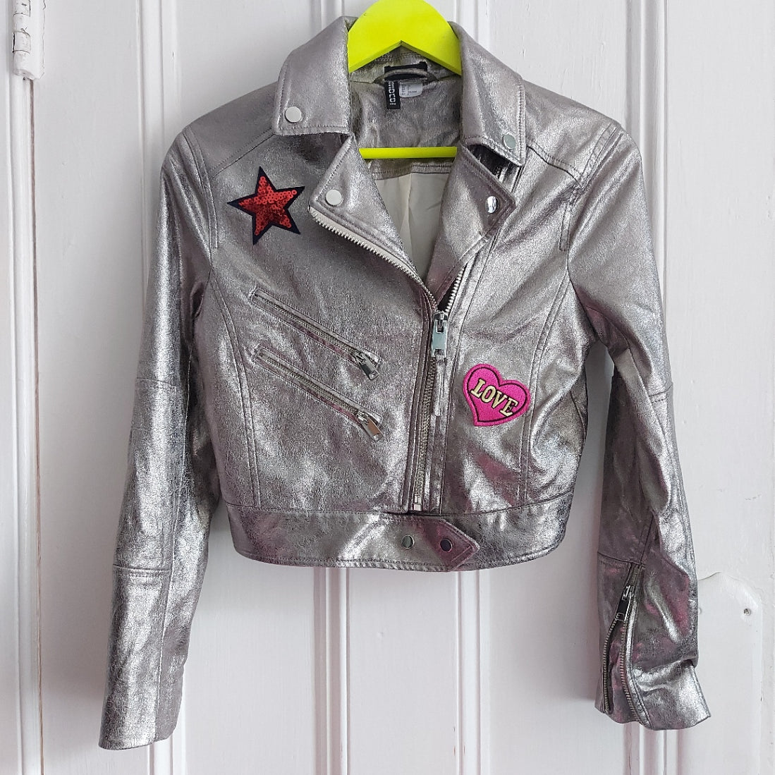Kids Metallic rainbow Wing Biker Jacket - Size 4 / Teens & Tweens