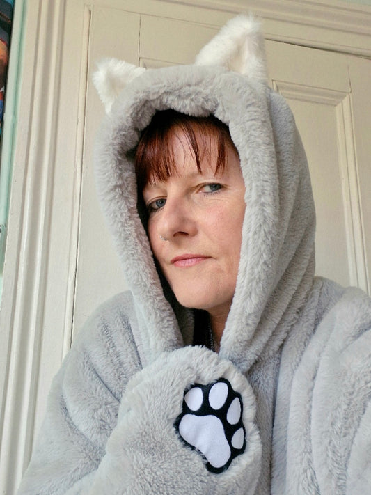 Grey Kitty Coat - New Look Large