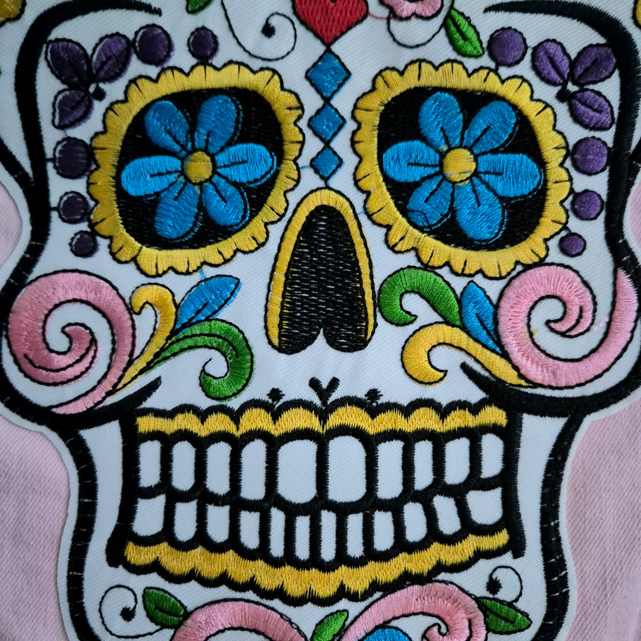 Age 10 - 11 Sugar Skull Pale Pink Denim Festival Jacket