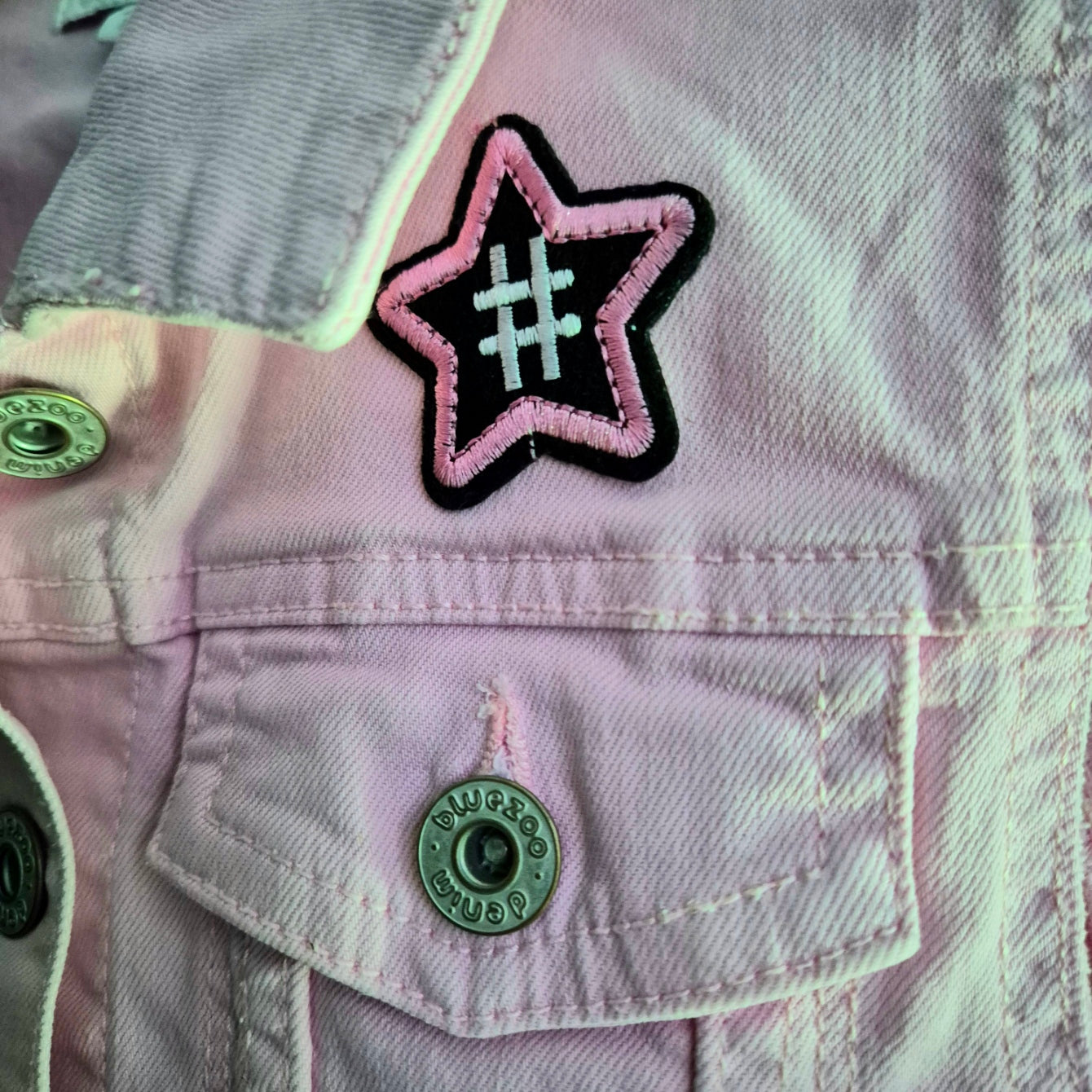 Age 10 - 11 Sugar Skull Pale Pink Denim Festival Jacket