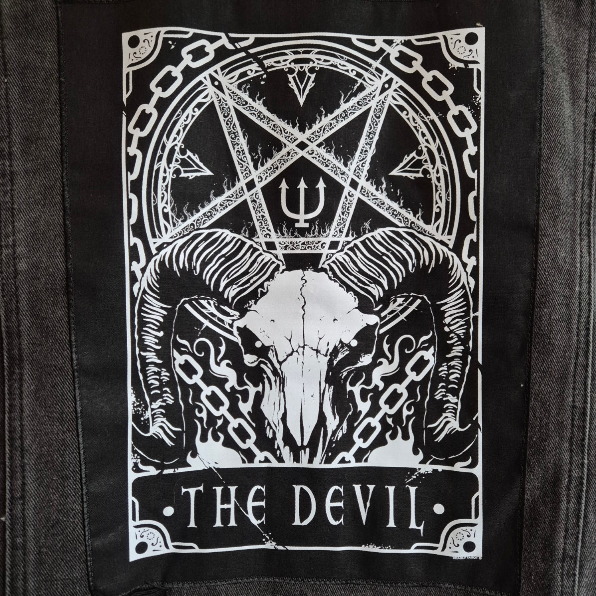 'El Diablo' Black Denim Battle Jacket - XXL