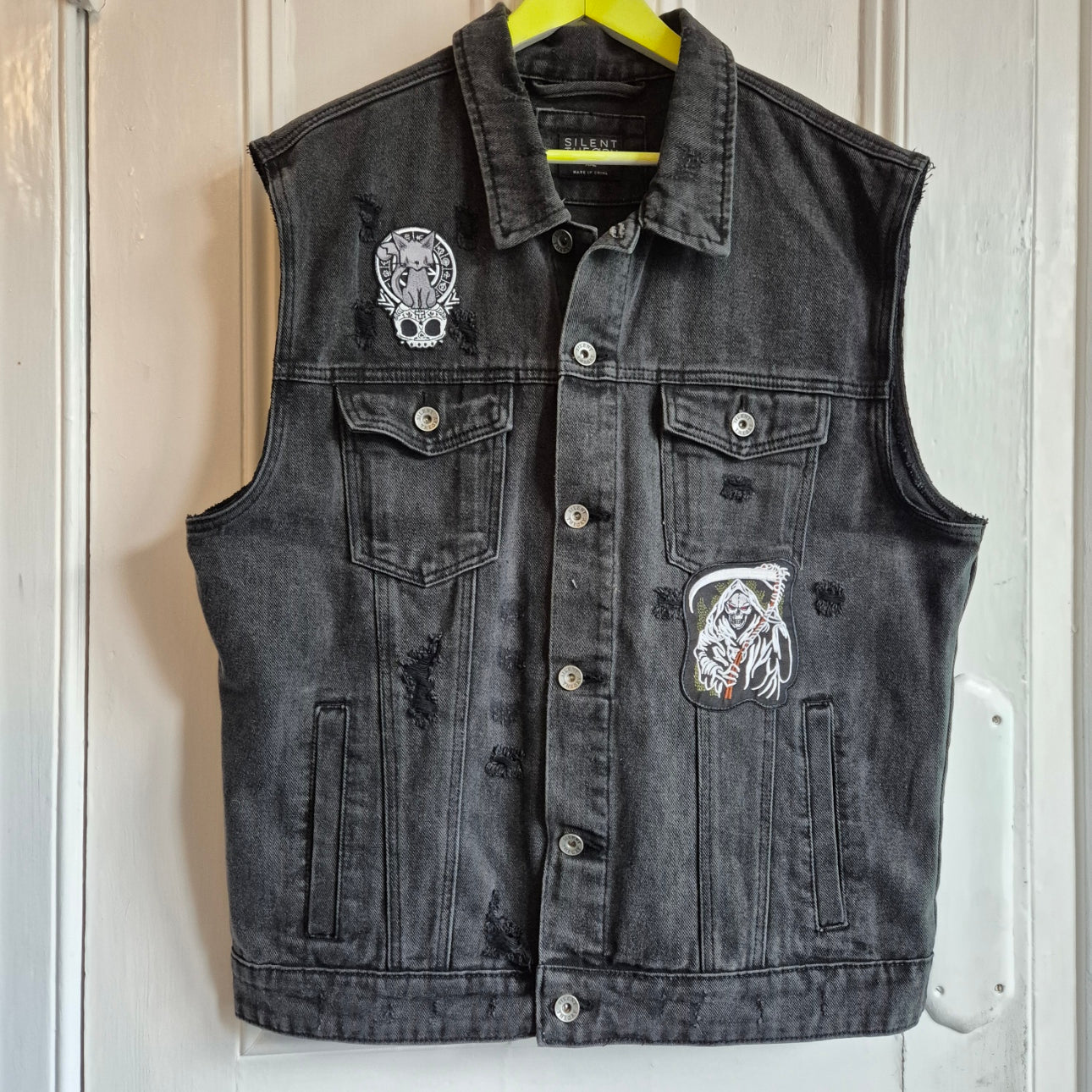 'El Diablo' Black Denim Battle Jacket - XXL