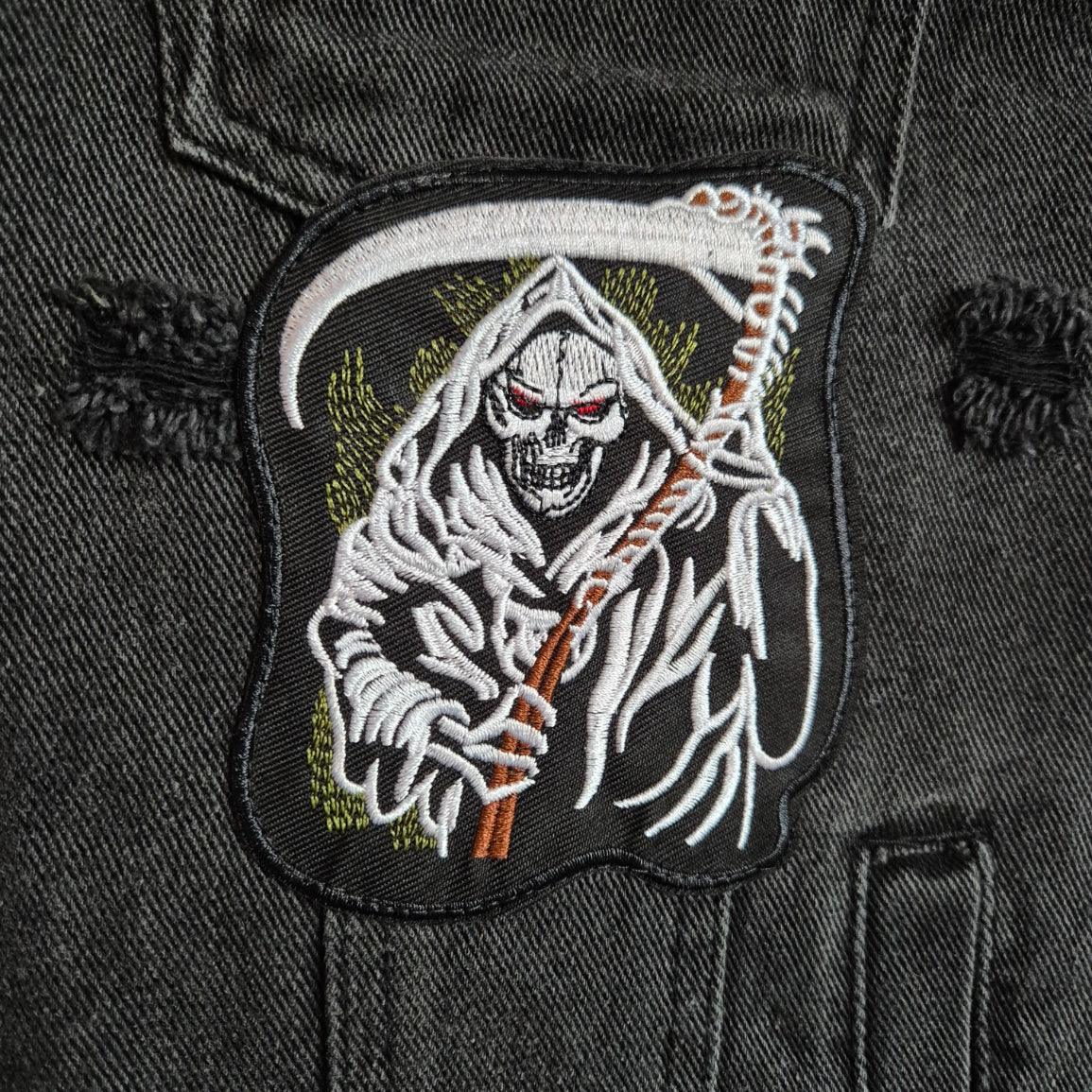 'El Diablo' Black Denim Battle Jacket - XXL