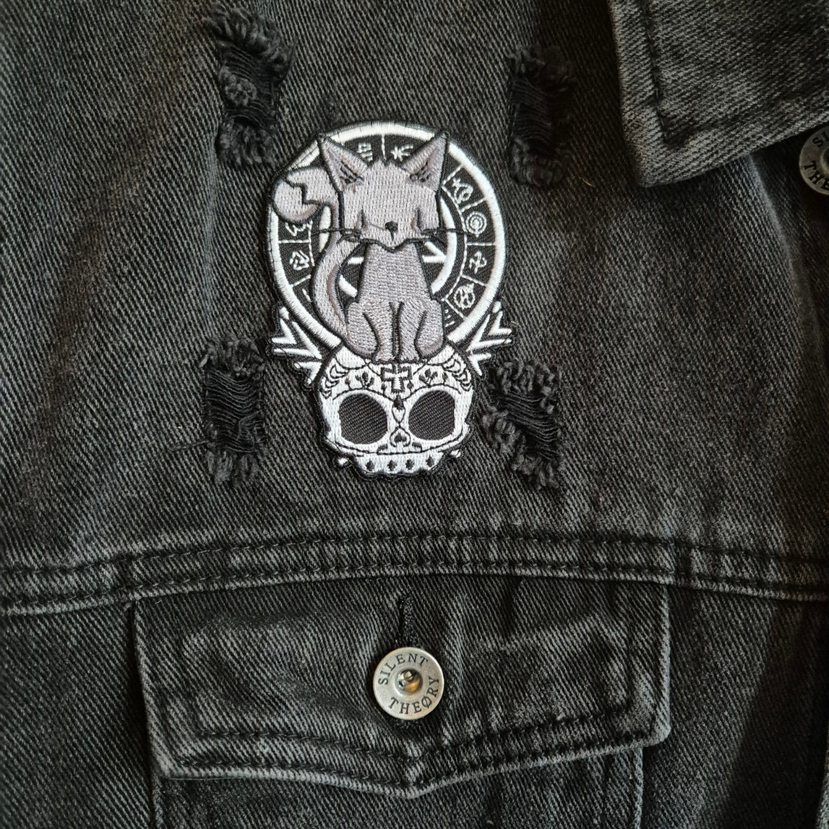 'El Diablo' Black Denim Battle Jacket - XXL