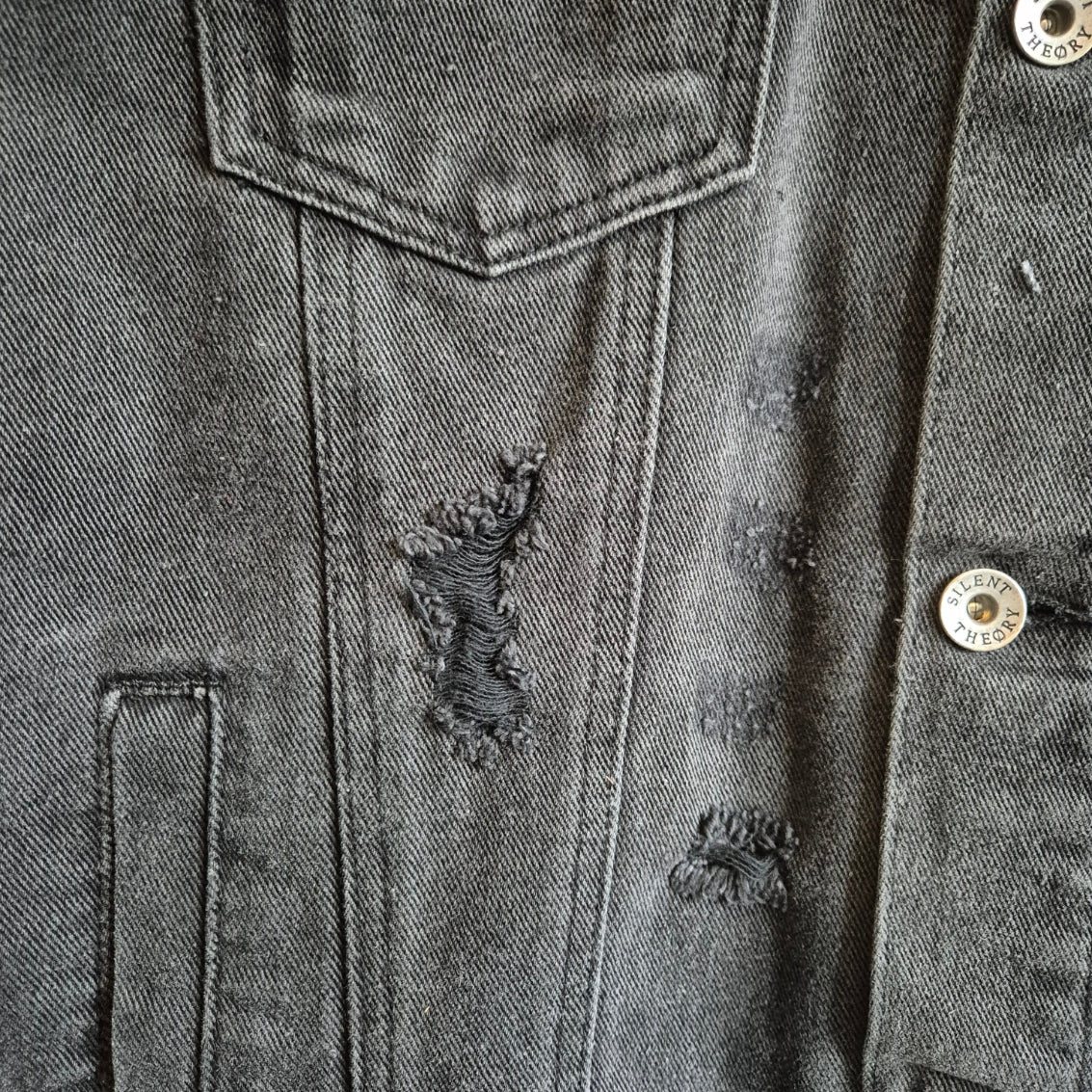 'El Diablo' Black Denim Battle Jacket - XXL