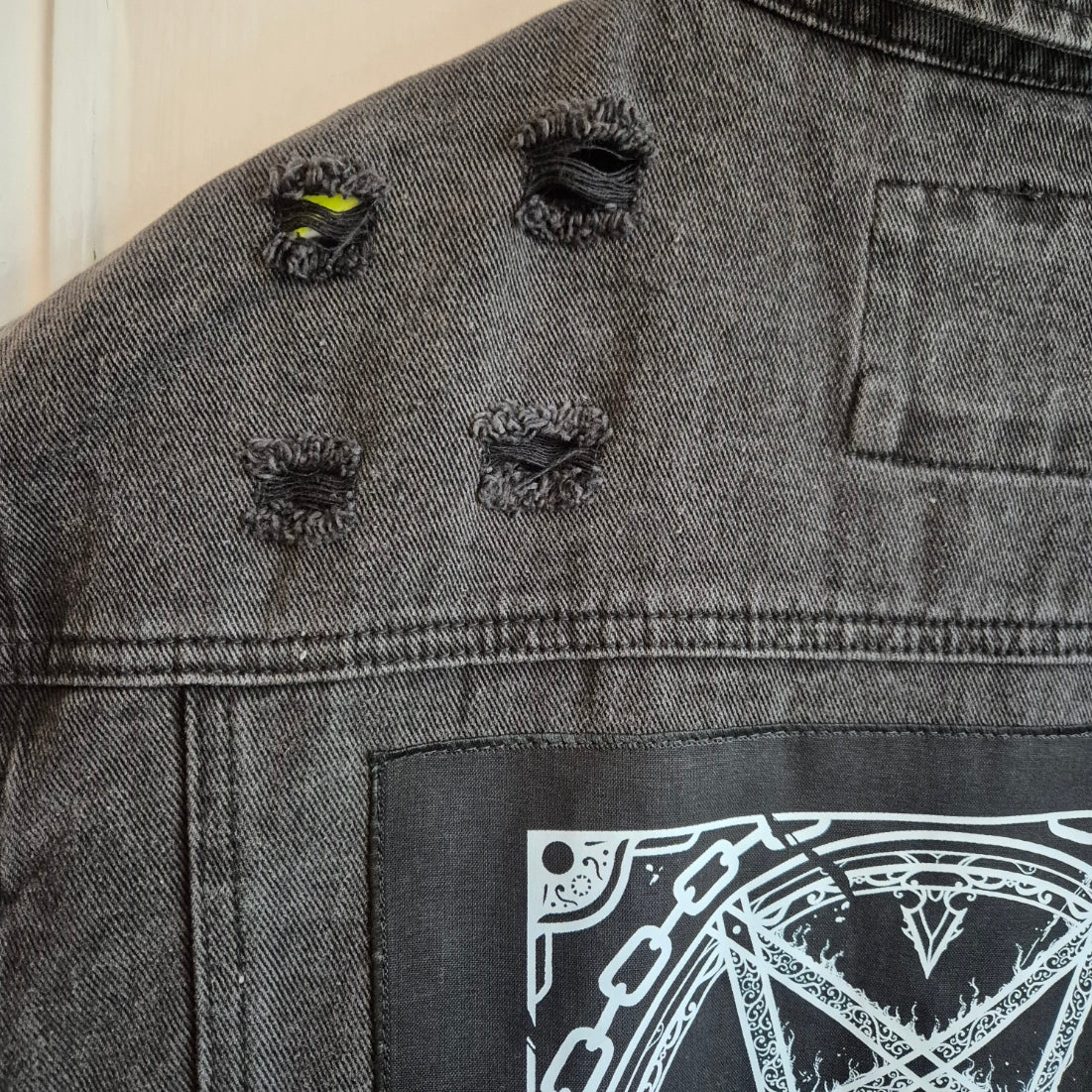 'El Diablo' Black Denim Battle Jacket - XXL