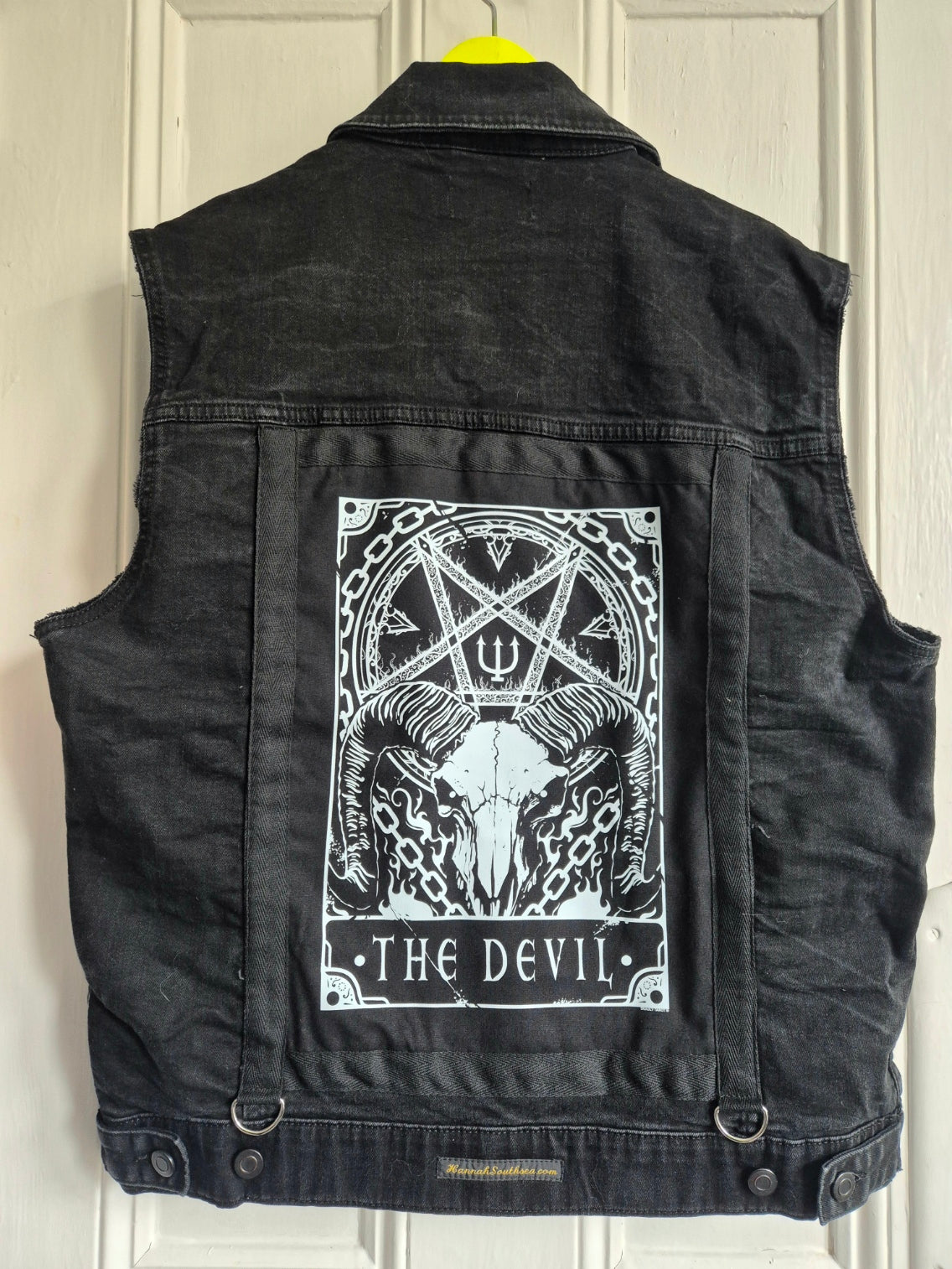 'El Diablo' Black Denim Battle Jacket - Size Men's XL