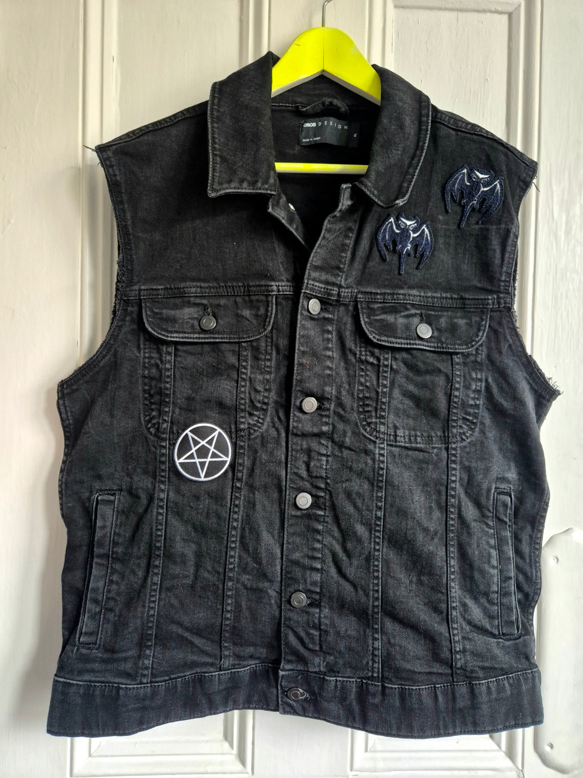 'El Diablo' Black Denim Battle Jacket - Size Men's XL