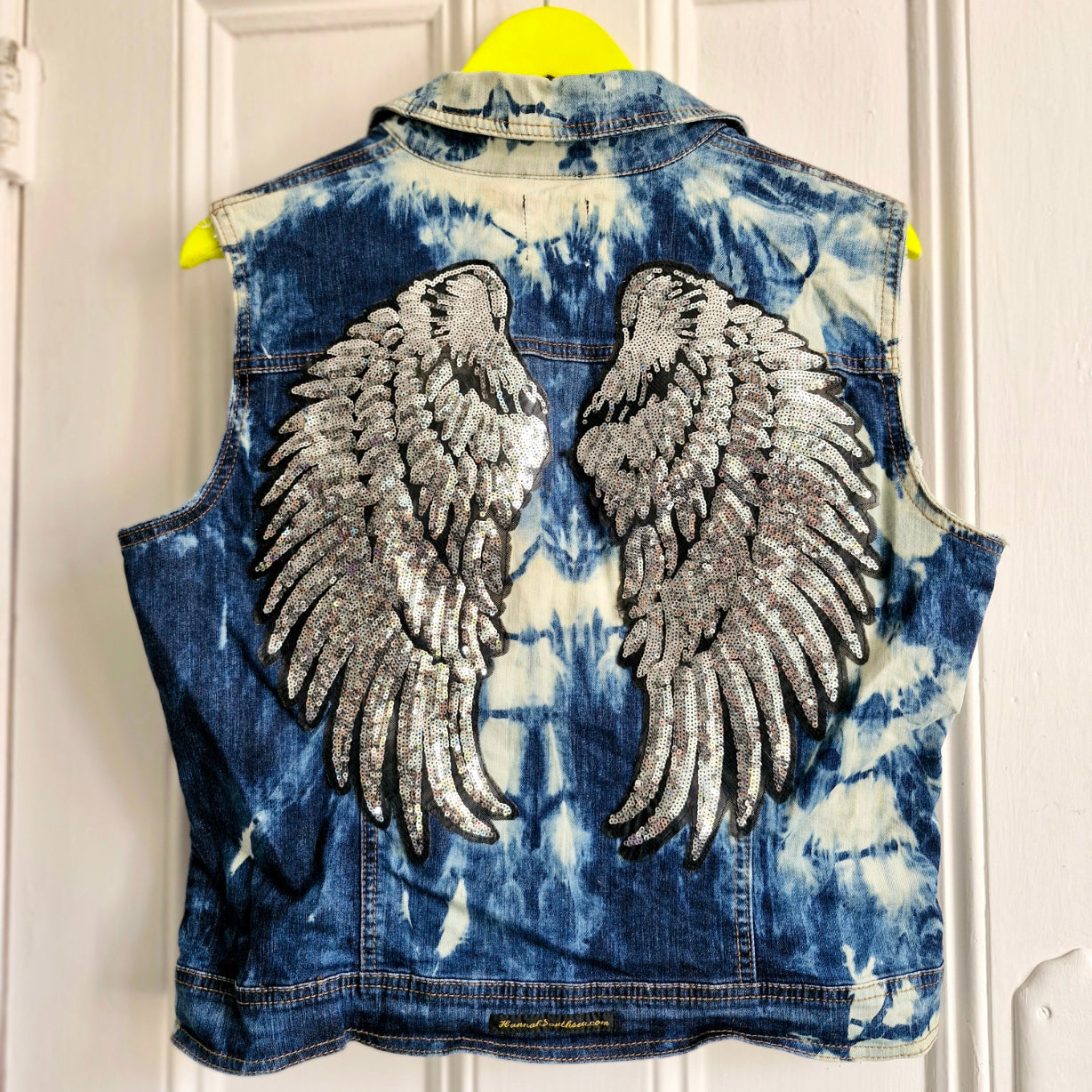 Silver Angel Wing Denim Waistcoat - The Collection Size 14