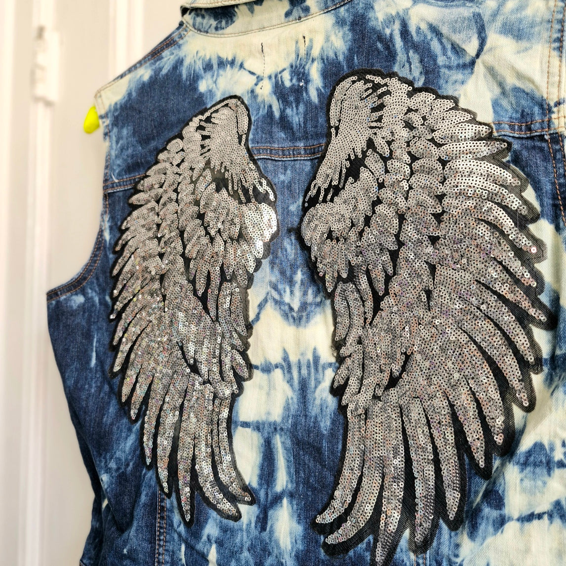 Silver Angel Wing Denim Waistcoat - The Collection Size 14
