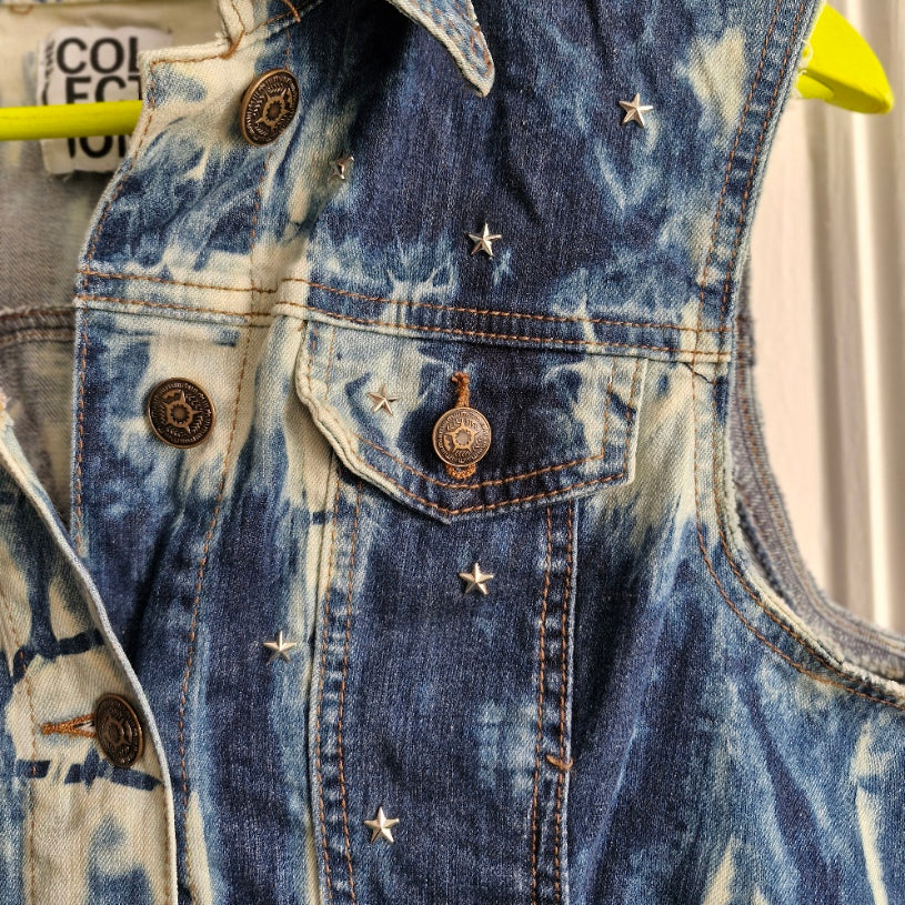 Silver Angel Wing Denim Waistcoat - The Collection Size 14