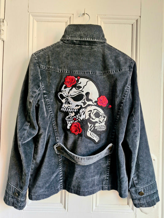 Military Skulls & Roses Velvet Reworked jacket - Next Size 16