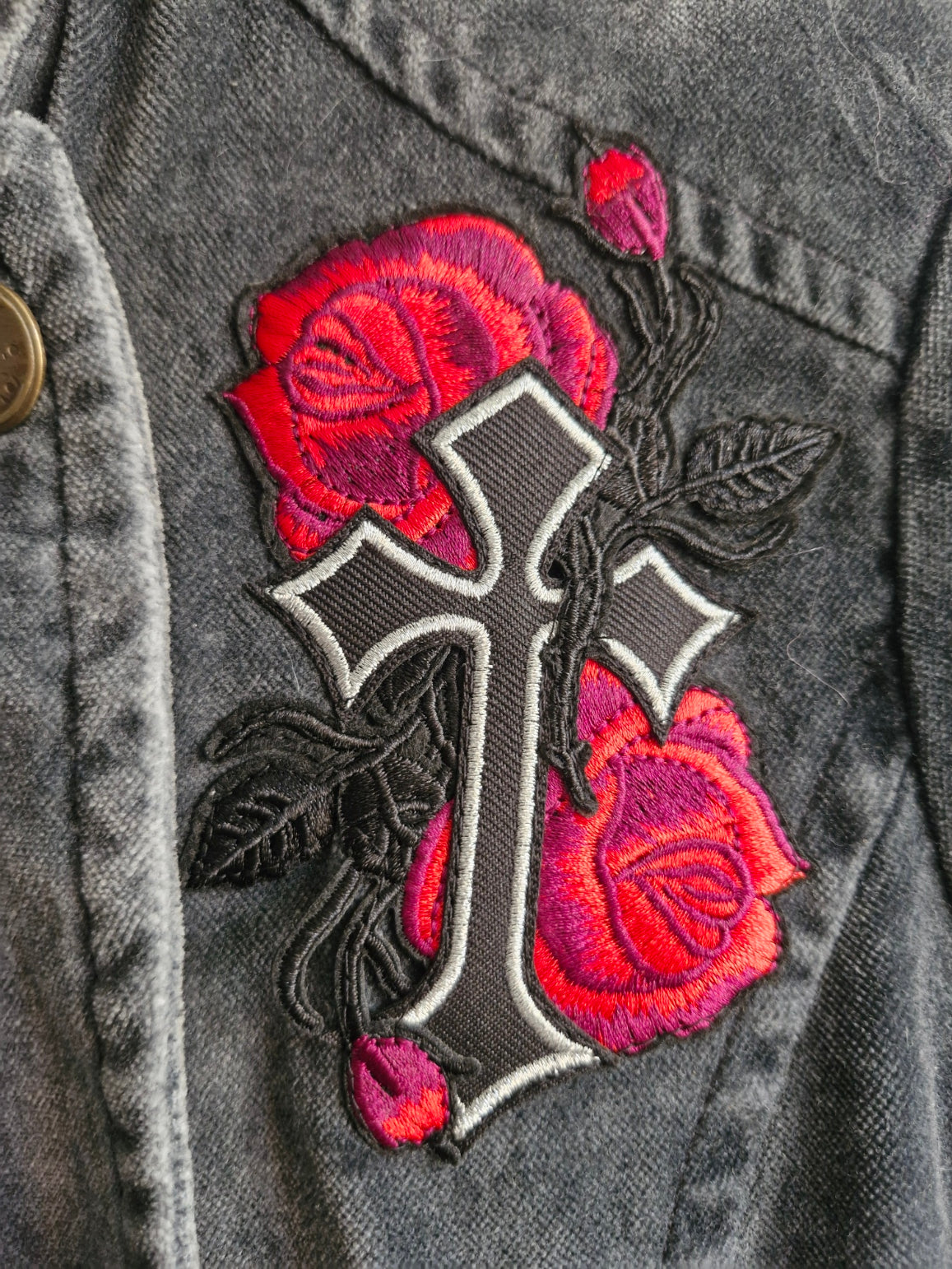 Military Skulls & Roses Velvet Reworked jacket - Next Size 16