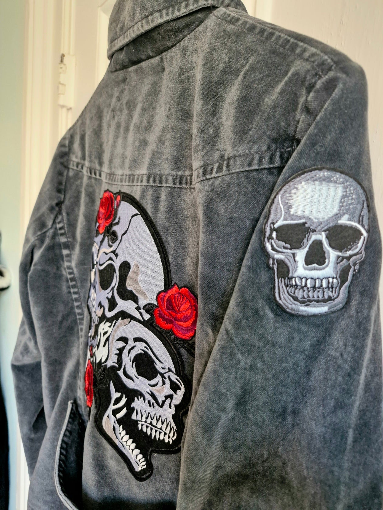 Military Skulls & Roses Velvet Reworked jacket - Next Size 16